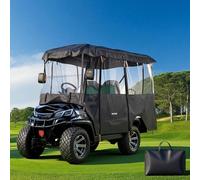 VEVOR Copertura per Carrello da Golf Visibile Antipioggia Copertura per Golf Cart max 4 Posti in Tessuto Oxford 420D Rivestimento in PU con Ganci Antivento Compatibile con Club Car Yamaha EZGO Honda