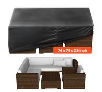 VEVOR Copertura per Mobili da Giardino 188 x 188 x 71 cm Copertura Impermeabile per Tavolo e Sedie da Pranzo da Esterno 420D, per Tavolo da Giardino Quadrato con Presa d'Aria per Tutte Stagioni, Nero