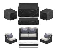 VEVOR Copertura per Mobili da Giardino, Set 4 Pezzi, Copertura per Mobili da Esterno, 420D Resistente e Impermeabile, per Tavolo e Sedie da Pranzo da Esterno, Divani, Sedie e Tavolini da Caffè, Nero