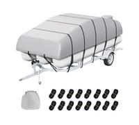 VEVOR Copertura per Pontone, 23'-24', Tessuto Oxford PU di Grado Marino 800D, con Copertura Motore, 16 Cinghie con Fibbia Antivento, Adatta per 23'-24'L, Larghezza Trave fino a 102", Grigio