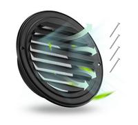 VEVOR Copertura per Presa d'Aria a Parete 145 mm, Copertura per Presa d'Aria a Timpano Rotonda con Persiana, in Acciaio Inox φ 208 x 68 mm, per Casa, Bagno, 2 Pezzi, Nero