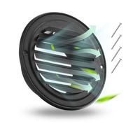 VEVOR Copertura per Presa d'Aria a Parete 97 mm, Copertura per Presa d'Aria a Timpano Rotonda con Persiana, in Acciaio Inox e con Schermo di Protezione Integrato, per Casa, Bagno, 2 Pezzi, Nero