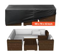 VEVOR Copertura Rettangolare per Mobili da Giardino da 249 x 198 x 81 cm Grande Copertura Impermeabile per Tavolo e Sedie da Pranzo da Esterno 420D, con Presa d'Aria per Tutte Stagioni, Nero