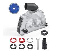 VEVOR Copertura Trasparente Antipolvere per Smerigliatrice Angolare, 100-125 mm, Cuffia Antipolvere con 6 Rondelle di Serraggio e Mola a Tazza Diamantata 125 mm per Pareti in Legno e Cemento