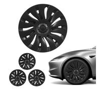 VEVOR Copricerchi 4 pezzi R19 14 Raggi Protezione per Cerchi di Ricambio, Set di Copricerchi Compatibile Tesla Model Y 2021-2024 4 pz Sostituzione Protezione Cerchi ABS Fissaggio a Clip, Nero