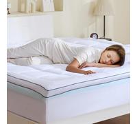 VEVOR Coprimaterasso Misura King Memory Foam Spessore 101,6 mm, Imbottitura in Fibra Lavabile Sfoderabile, Rinfrescante e Traspirante, con Tasca sul Comodino Removibile, Alleviare Pressione Corporea