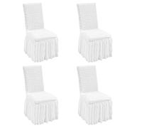 VEVOR Coprisedia pieghevole Copripoltrone in spandex elasticizzato, universale, con gonna, rimovibile, lavabile, per matrimoni, vacanze, banchetti, feste, celebrazioni, cene (4 pezzi, bianco)