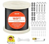 VEVOR Corda a Filo da Costruzione da 2,38 mm, Lunghezza 50,3 m, Cavo in Acciaio Inossidabile 304, Resistenza alla Rottura 2 KN, Struttura a 7 x 7 Fili, per Tralicci da Giardino, Luci a Stringa