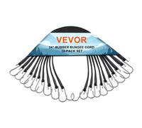 VEVOR Corda Elastica Piatta, Cinghie Elastiche Resistenti da 20 mm con Ganci a S in Acciaio, Corda Elastica da 610 mm per Carichi, Teloni, Camion e Tende, Corda Elastica Piatta, Nero 10 Pezzi