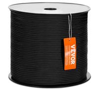 VEVOR Corda in Nylon Doppia Intrecciata, 32 Trefoli, 3,20 kN Resistenza alla Rottura, Arrampicata Arborist Escursionismo, Roccia Campeggio Altalena Discesa 5 mm x 304,8 m, Corda in Nylon Nero