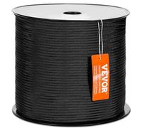 VEVOR Corda in Nylon Doppia Intrecciata, 32 Trefoli, 3,20 kN Resistenza alla Rottura, Arrampicata Arborist Escursionismo, Roccia Campeggio Altalena Discesa 5 mm x 304,8 m, Corda in Nylon Nero