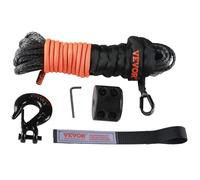 VEVOR Corda per Verricello 6,4 mm x 15,2 m Cavo Sintetico 44,5 kN con Guaina Protettiva Gancio per Verricello Forgiato Cinghia di Trazione per SUV Fuoristrada Camion, Cavo Sintetico per Verricello