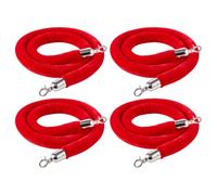 VEVOR Corde per Pali di Controllo della Folla da 1,5 m in Velluto Rosso con Ganci Argentati, 4 Pezzi, Cordoni per Barriere di Sicurezza per Eventi su Cinema, Grandi Inaugurazioni, Hotel, Feste