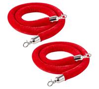 VEVOR Cordone intrecciato per paletti divisori in velluto rosso, 2 pezzi 1,5 m con ganci argentati