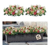 VEVOR Corona di Rose Artificiali, Corona di Fiori Finti, 340 x 340 x 90 mm, con Rose Rosa e Bianche, Centrotavola Floreale per San Valentino, Feste, Matrimoni e Decorazioni per Casa, 10 Pezzi