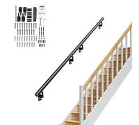 VEVOR Corrimano da Parete per Scale Uso Interno in Lega di Alluminio Lunghezza 3657,6 mm Capacità Carico Max. 199,6 kg, Ringhiera per Scale Murale Colore Nero 3660 x 70 x 180 mm, Corrimano di Scale