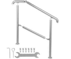 VEVOR Corrimano di Transizione in Acciaio Inossidabile, Adatto per Superficie Piana Ringhiera per Scale Regolabile, Ringhiere per Scale da 1 a 3 Gradini per Interno ed Esterno, Come Scala Soppalcata