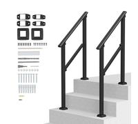 VEVOR Corrimano per Esterni 2 Pezzi Kit Corrimano per Scale 2 a 3 Gradini Nero