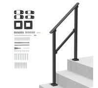 VEVOR Corrimano per Esterni a 2-3 Gradini Corrimano per Scale per Anziani Nero