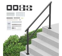 VEVOR Corrimano per Gradini Esterni a 4-5 Gradini, Ringhiere in Acciaio al Carbonio di Transizione con Kit di Installazione, Corrimano per Scale per Anziani, Gradini in Cemento, Tubo Quadrato Nero