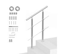 VEVOR Corrimano per Gradini Esterni, Kit Corrimano per Scale 2 Traverse 80 cm Lunghezza, Ringhiere Transizione Acciaio Inox Kit Installazione, Corrimano Scale Doppia Colonna per Veranda e Terrazza
