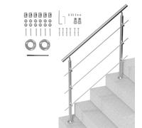VEVOR Corrimano per Gradini Esterni, Kit Corrimano per Scale 3 Traverse 120 cm Lunghezza, Ringhiere Transizione Acciaio Inox Kit Installazione, Corrimano Scale Doppia Colonna per Veranda e Terrazza