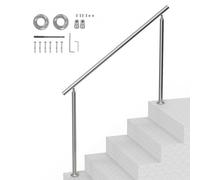 VEVOR Corrimano per Gradini Esterni, Lunghezza di 150 cm Ringhiere di Transizione in Acciaio Inossidabile con Kit di Installazione, Corrimano per Scale a Doppia Colonna per Anziani, Veranda, Terrazza