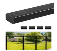 VEVOR Corrimano per Ringhiera del Balcone, Ringhiera per Scale Rettangolare in Acciaio Inossidabile da 198 cm, con Terminali, Rivestimento Nero Opaco, per Corridoi, Scale Interne ed Esterne, Terrazze