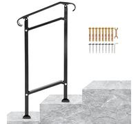 VEVOR Corrimano per Scale Gradino Esterno a Terra, Dimensioni 50x13,5x108 cm per Ringhiera in Ferro Battuto Nero Passaggi da 1, Corrimano di Sicurezza Uso in Corridoio Giardino Balcone Portico