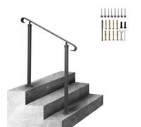 VEVOR Corrimano per Scale Gradino Esterno Installazione a Terra, Altezza 32cm per Ringhiera in Ferro Battuto Nero Passaggi da 1 a 3, Corrimano di Sicurezza Uso in Corridoio Giardino Balcone Portico