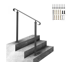 VEVOR Corrimano per Scale Gradino Esterno Installazione a Terra, Altezza 32cm per Ringhiera in Ferro Battuto Nero Passaggi da 1 a 3, Corrimano di Sicurezza Uso in Corridoio Giardino Balcone Portico