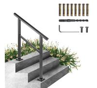 VEVOR Corrimano per Scale Gradino Esterno Installazione a Terra, Altezza 89,5 cm per Ringhiera in Alluminio Nero Passaggi da 2 a 3, Corrimano di Sicurezza Uso in Corridoio Giardino Balcone Portico