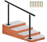 VEVOR Kit di Corrimano per Scale da Esterno Interno in Alluminio Nero, Adattabile 0-5 Gradini, Lunghezza 152,8cm Altezza 91cm, Palo Doppio