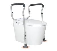 VEVOR Corrimano per WC di Sicurezza Maniglia Antiscivolo da Bagno Regolabile in Larghezza Altezza con Braccioli in Lega di Alluminio, Maniglia Carico max. 136kg Piedini a Ventosa da Pavimento Toilette
