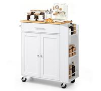 VEVOR Credenza Mobile Portaoggetti Cucina Lunghezza 795 mm Ruote Girevoli, Mobiletto Portaoggetti con Cassetto Contenitore per Utensili Attrezzi Cucina Porta Asciugamani Porta Spezie, Salotto, Bianco