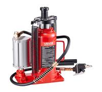 VEVOR Cric a Bottiglia Pneumatico Idraulico da 20 Tonnellate Intervallo di Sollevamento da 260 a 495 mm, Martinetto a Bottiglia Pneumatico Manuale con Pompa per Auto, Camion, SUV