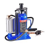 VEVOR Cric a Bottiglia Pneumatico Idraulico da 20 Tonnellate Intervallo di Sollevamento da 260 a 495 mm, Martinetto a Bottiglia Pneumatico Manuale con Pompa per Auto, Camion, SUV, Blu