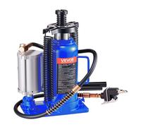 VEVOR Cric a Bottiglia Pneumatico Idraulico da 20 Tonnellate Intervallo di Sollevamento da 260 a 495 mm, Martinetto a Bottiglia Pneumatico Manuale con Pompa per Auto, Camion, SUV, Blu