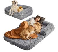 VEVOR Cuccia per Cani Persone Animali Domestici, 1820 x 1220 x 254 mm, Cuccia Grande per Cani, con Rivestimento in Velluto PV Lavabile, Schiuma a Nido d'Ape, Tasca Portaoggetti, Grigio