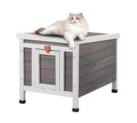 VEVOR Cuccia per Gatti da Esterno, 513x420x420 mm, Cuccia per Gatti in Legno, Resistente alle Intemperie, con Tetto Superiore Aperto, Porta, Cuccia per Rifugio per Gatti Animali Casa Rifugio, Grigio