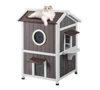 VEVOR Cuccia per gatti animali piccoli esterno 2 piani in legno 590x650x920 mm