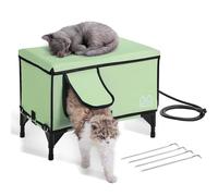 VEVOR Cuccia per Gatti Riscaldata 30W Rifugio per Gatti da Esterno Temperatura Regolabile 40-60℃ Rifugio per Gatti da Esterno in Tessuto Oxford 900D con Cuscinetto Riscaldato 55x67cm, Taglia Media