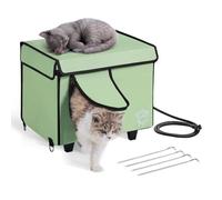 VEVOR Cuccia per Gatti Riscaldata da Esterno, Temperatura Regolabile 40-60℃ Con Timer, Rifugio in Tessuto Oxford 900D, Cuscinetto Riscaldato 42x32cm, Taglia Piccola