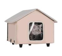 VEVOR Cuccia Riscaldata per Gatti 26-55℃ da Esterno Con Temperatura Regolabile, Tessuto Oxford 600D, Cuscinetto Riscaldato 45x50 cm, Taglia Media, Marrone