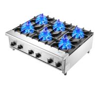 VEVOR Cucina a Gas Commerciale 6 Fuochi Piano Lavoro Piastra Riscaldante Cucina