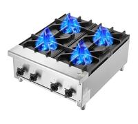VEVOR Cucina a Gas Commerciale con 4 Fuochi, Piano Cottura a Gas Propano e Naturale, Piastra Riscaldante a Gas in Acciaio Inossidabile, Attrezzatura da Cucina Commerciale per Ristoranti, 28 KW