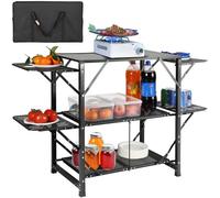 VEVOR Tavolo da Campeggio BBQ Portatile Pieghevole Portaoggetti 2 Ripiani 9,7 kg