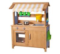 VEVOR Cucina di Fango da Esterno per Bambini da 795 x 339 x 1000 mm, Cucine da Gioco in Legno da Esterno con Cucchiai, Lavello, Vasca, Tettuccio Parasole, Pale, Pentole e Accessori, per Prato