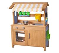VEVOR Cucina di Fango da Esterno per Bambini da 795 x 339 x 1000 mm, Cucine da Gioco in Legno da Esterno con Cucchiai, Lavello, Vasca, Tettuccio Parasole, Pale, Pentole e Accessori, per Prato