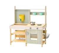 VEVOR Cucina di Fango per Bambini, Larghezza 890 mm Set da Cucina Giocattolo in Legno, Set da Gioco per Bambini all'Aperto, Cucina di Finzione con Fornelli, Serbatoio, Cestini di Metallo e Pentole
